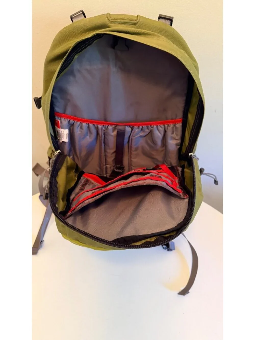 The North Face Big Shot Backpack Green With Gray Straps Outdoor Hiking